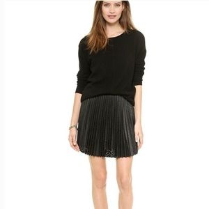 Club Monaco Black Faux Leather Pleated Skirt